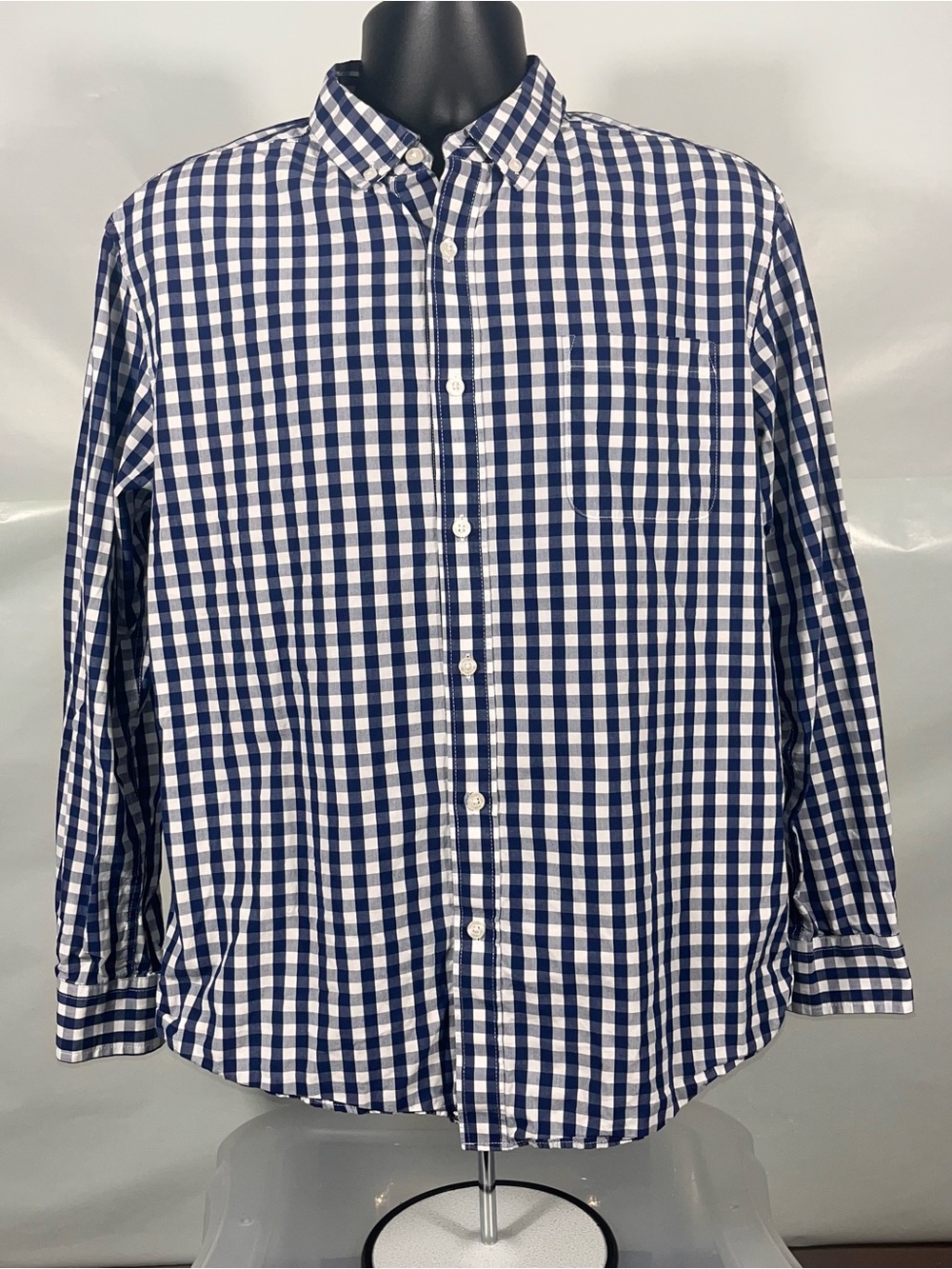 Nat Nast Men’s Shirt L Button Down Long Sleeve Blue White Check Luxury Original